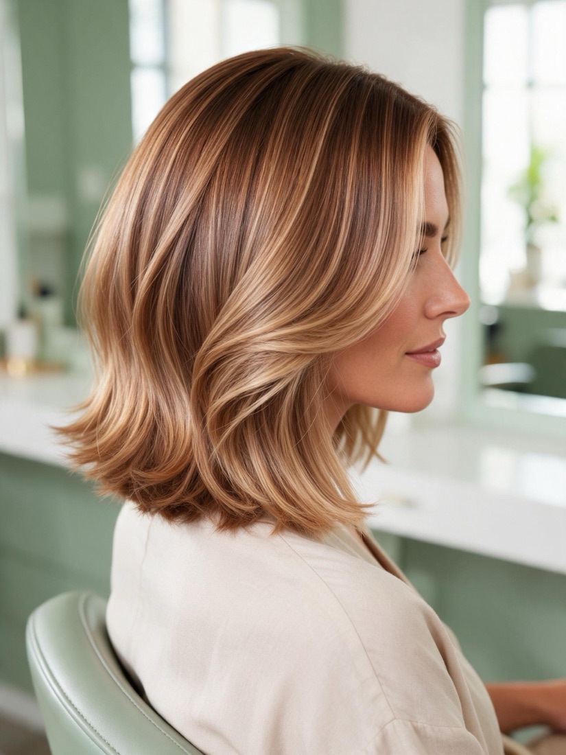 Nachher: glänzendes, gestyltes Haar mit Balayage
